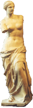 la Vnus de Milo (Aphrodite) fut exhume en 1820 prs du thtre antique de Mlos et probablement ralise entre le II et le Ier sicle av J-C par l'cole de Lysippe.