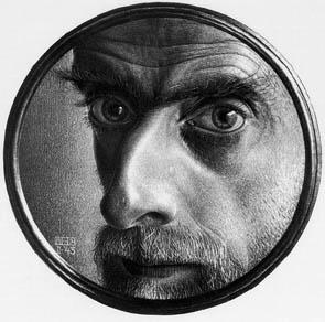 M.C. Escher-Self-Portrait detail 1943 Lithographic Crayon