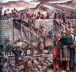 Mur d'Adrien qui sétend sur 120 km. Construit par des légionnaires