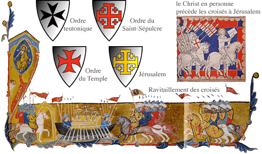 les croisades, armoiries des ordres des chevaliers moines