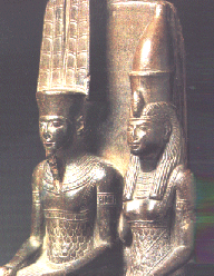 Amon, dieu solaire et sa femme la desse Mout.