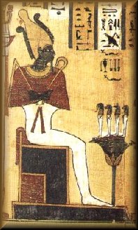 Les 4 fils d'Horus devant Osiris (le dieu des morts).