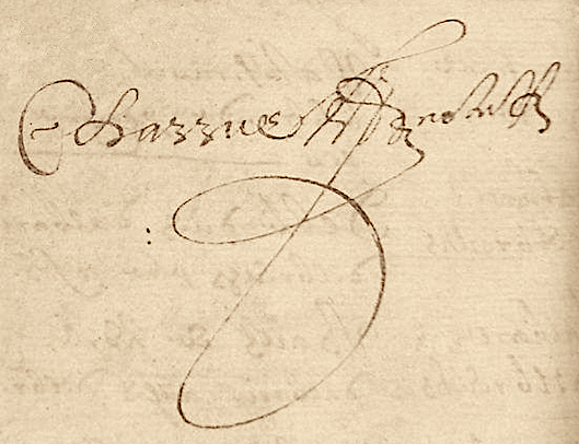 Signature de Jean Charrue en 1642