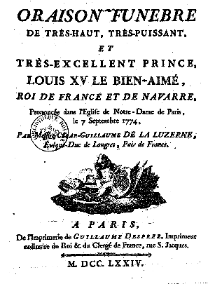 Oraison funbre du roi Louis XV